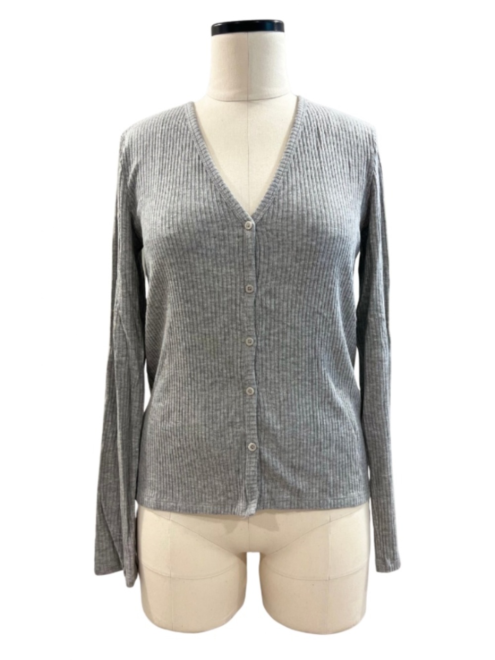 NEW ARITZIA Wilfred Free Lightweight Grey Rib Knit Cardigan Sz S